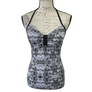 Soybu Watercolors Black White Tankini Top Size X-Small